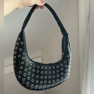 Black Grommet Shoulder Purse